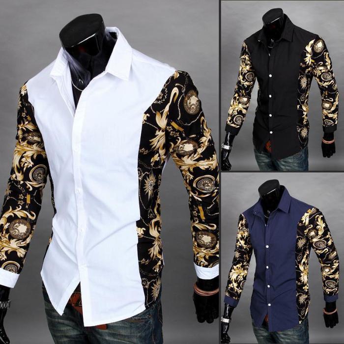 Mens gold and black dress shirt