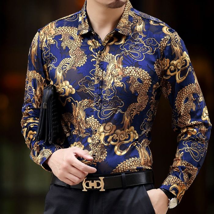 Mens gold and black dress shirt