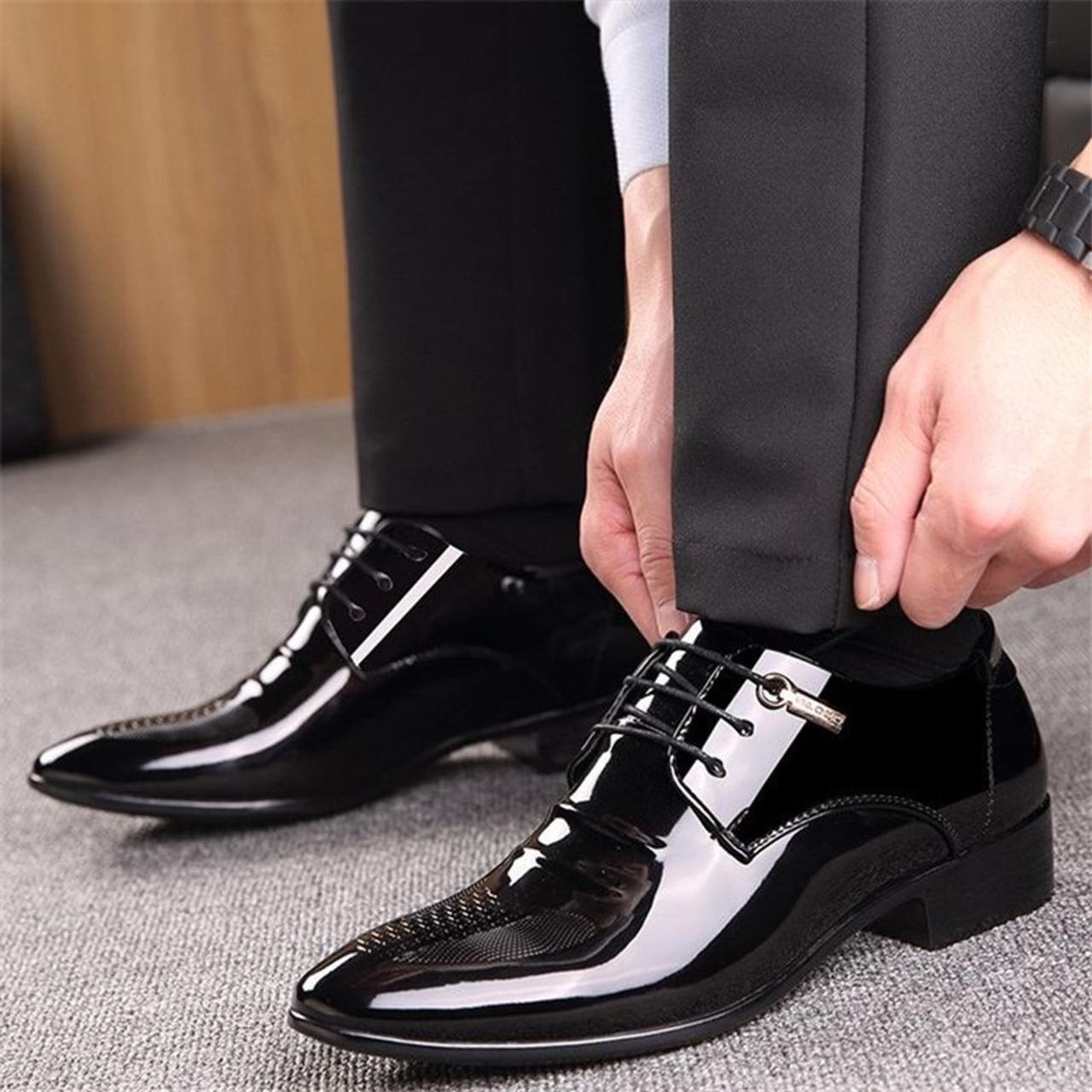 Modern mens black dress shoes